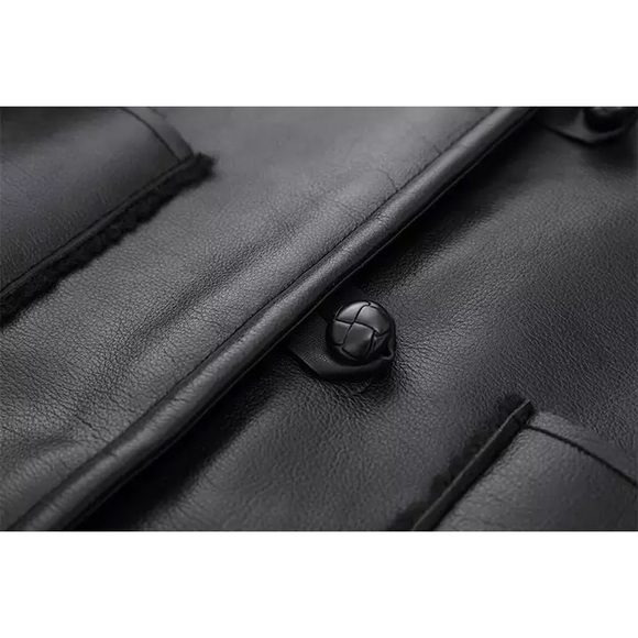 Cropped Black Faux Leather Jacket - Picture 4 of 12